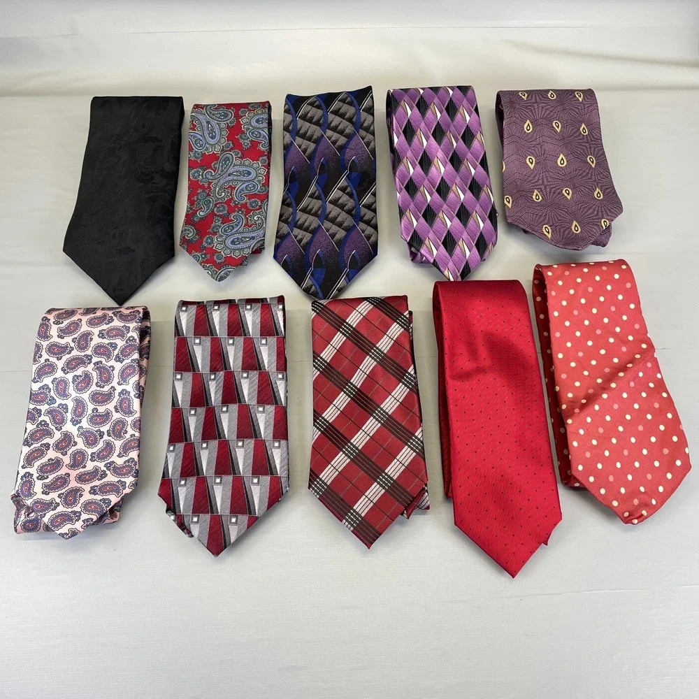 Mens Neck Ties Mixed Patterns Colors Varied Lengths Widths Lot of 10, Taylor